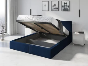 BMS GROUP Čalúnená posteľ HILTON 160x200cm výklopná tmavo modrá