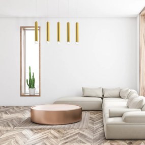 Závesné svietidlo Goldie, 5x zlaté kovové tienidlo, g