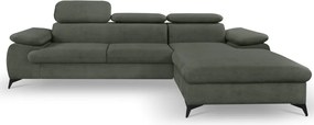Rohová sedacia súprava Scala, olivovo zelená látka, pravý roh