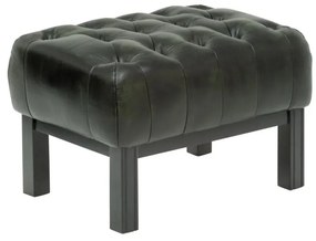 furniture-nabytek.cz - Masívny taburet Chesterfield Kingsfield z pravej kože, zelený – 61×46×43 cm