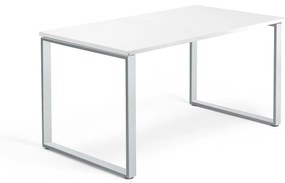 Kancelársky pracovný stôl QBUS, O-rám, 1400x800 mm, biela/strieborná