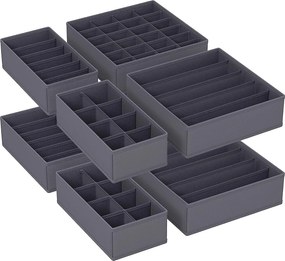 Úložné boxy, zásuvkový organizér, sada 8 ks, šedé