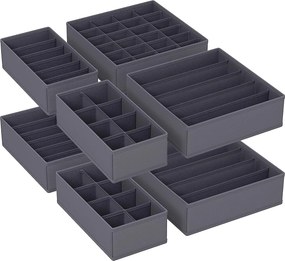 Úložné boxy, zásuvkový organizér, sada 8 ks, šedé