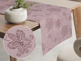 Biante Teflónový behúň na stôl TF-077 Kvetované ornamenty na staroružovom 20x180 cm