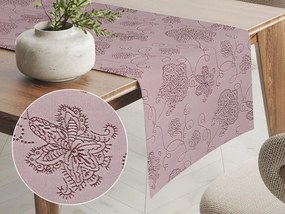 Biante Teflónový behúň na stôl TF-077 Kvetované ornamenty na staroružovom 35x120 cm