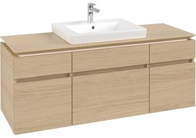 VILLEROY &amp; BOCH Legato závesná skrinka pod umývadlo (umývadlo v strede), 5 zásuviek, 1400 x 500 x 550 mm, Nordic Oak, B68500VJ