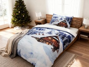 3D obliečky z mikrosaténu WINTER CHALET, biele Rozmer obliečky: 70 x 90 cm | 140 x 200 cm
