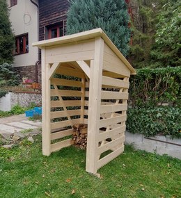 domceknazahradu.sk - Drevník 3-Kubík - Premium, farba natur, (1,45 x 1,45 m), DREVNIK2