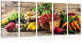 5-dielny obraz čerstvé ovocie a zelenina - 100x50