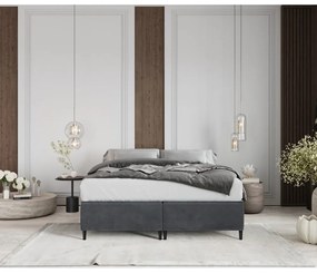 Antracitovosivá čalúnená dvojlôžková posteľ s úložným priestorom 160x200 cm Tate – Maison de Rêve