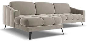 Béžová zamatová rohová pohovka (ľavý roh) Nalu – Makamii