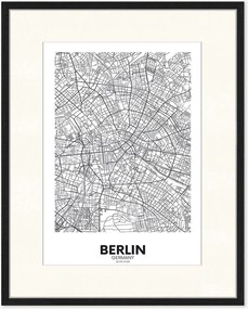 Nástenná dekorácia v ráme Map of Berlin