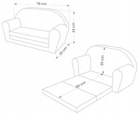 Detská rozkladacia MINI pohovka Retro auta - tmavo modrá/krémová