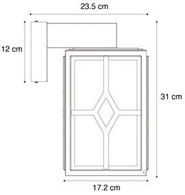 Klasická vonkajšia nástenná lampa čierna IP44 - Dover