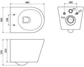 Mexen Rico, závesné WC Rimless s WC doskou slim, duroplast, šedá-modrá matná, 30724069