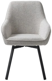 Svetlosivé čalúnené jedálenské kreslo s podrúčkami Alma – Unique Furniture