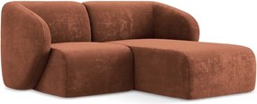 Ženilková rohová pohovka v terakotovej farbe (pravý roh/s leňoškou) Lani – Makamii