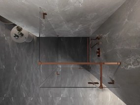 Mexen Lunar T, výklopný sprchový kút pravý 110 x 110 cm, 8mm číre sklo, profil ružové zlato, 834T-110-110-60-00-P