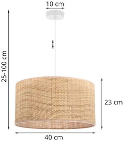 Závesné svietidlo Rattan, 1x ratanové tienidlo, (fi 40cm), w