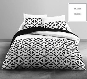 Vzorované čierno biele posteľné obliečky z bavlny