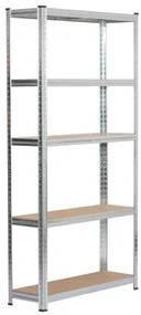 Kovový regál 90x30x180 cm strieborný