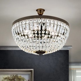 Orion DL 7-542/6-Krišt. luster na tyči ARILA 6xE27/60W/230V pr.60 cm hnedá/patina