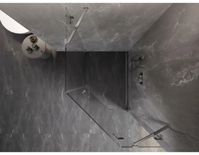Mexen Lunar, päťuholníkový sprchový kút s pravým sklonom 80 x 90 cm, 8mm číre sklo, chrómový profil, 831-080P-090L-01-00-P