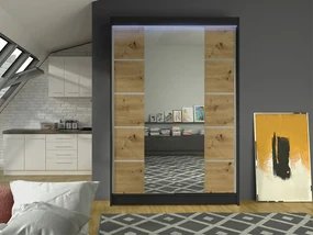 Posuvná skriňa Parys V, Farby: biela, Osvetlenie: osvetlenie LED RGB - farebné