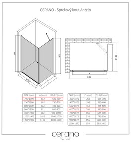 CERANO - Sprchovací kút Antelo L/P - chróm, transparentné sklo - 70x60 cm - krídlový, CER-CER-8050BD117