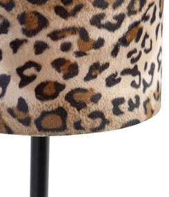 Moderná stolná lampa čierna s leopardím tienidlom 25 cm - Simplo