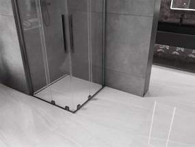 Mexen Velar Duo, sprchový kút s posuvnými dverami 90(dvere) x 90(dvere) cm, 8mm číre sklo, grafitový profil, 871-090-090-02-66