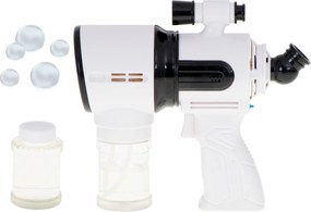 KIK Vesmírna pištoľ na mydlové bubliny (bublifuk) – dúhové bubliny, svetlo & zvuk, 2× náplne