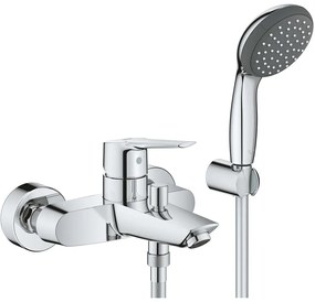 GROHE Start páková vaňová batéria nástenná, ručná sprcha 1jet EcoJoy priemer 110 mm, sprchový držiak a sprchová hadica 150 cm, chróm, 23413002