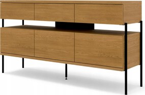 Komoda Puffin 154 cm 3D3S vlašský orech, lakovaná dyha, kovové nožičky