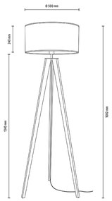 Stojaca lampa Maira trojnožka, olejovaný dub, sivá