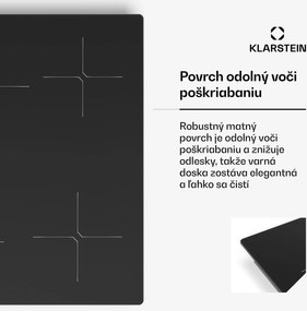 Klarstein PowerGlide indukčná varná doska | povrch odolný proti poškriabaniu | 4 varné zóny | 7400 W | 60 cm