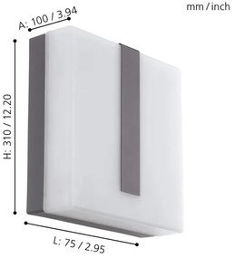 Eglo 97219 - LED Stmievateľné vonkajšie svietidlo TORAZZA-C LED/14W/230V IP44