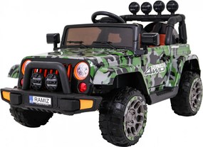 Ramiz Full Time 4WD terénne auto pre deti Moro farba + pohon 4x4 + diaľkové ovládanie + LED audio + úložný priestor