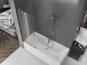 Mexen Velar L, 2-krídlová posuvná vaňová zástena 70 x 150 cm, 8mm sklo námraza, zlatá matná, 896-070-003-31-55