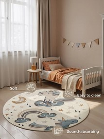 Hanse Home, Detský koberec Adventures 106413 Cream Multicolor kruh, 160x160 (priemer) kruh, viacfarebná, detská izba
