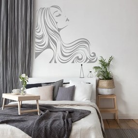 Veselá Stena Samolepka Žena z profilu Farba: šedá, Veľkosť: 60 x 56 cm