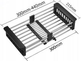 Mexen príslušenstvo, teleskopický odkvapávač pre kuchynský drez, čierna, 660730-70