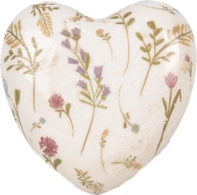 Keramická dekorácia srdca s kvietkami Floral Cartoon - 11*11*4 cm
