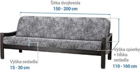 Bielastické poťahy MARMO šedé trojkreslo s drevenými rúčkami (š. 150 - 200 cm)