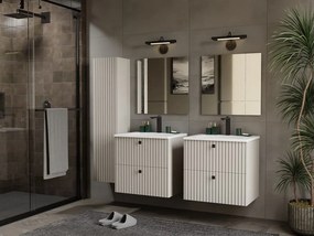 Závěsná vysoká koupelnová skříňka Tigo 1D 135 cm kašmír