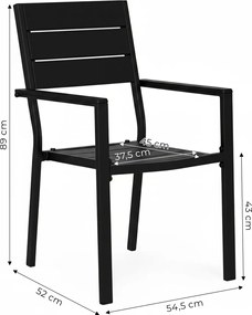 MultiGarden Sada 2 záhradných stoličiek HDPE oceľ - čierna MultiGarden