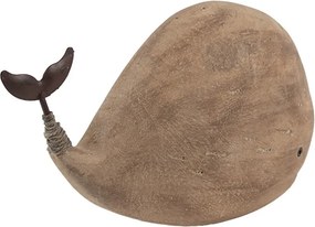 Hnedá drevená dekorácia veľryba Rustic - 26*7*14 cm