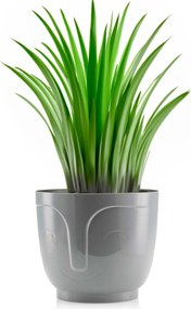 PLASTOVÝ KVETINÁČ ZOE SADA 2KS 16X18,5 CM+14,3X16,5 CM SIVÁ