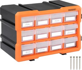Organizér Damir s 12 priehradkami čierny/oranžový