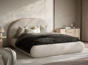 Krémovobiela čalúnená dvojlôžková posteľ s úložným priestorom s roštom 140x200 cm Maumere – Maison de Rêve